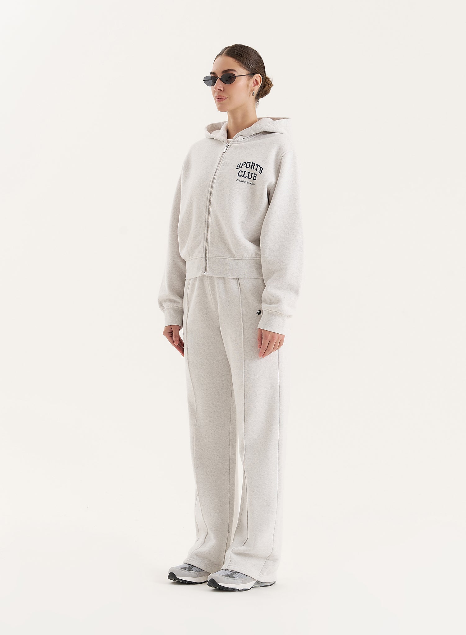 Grey Sports Club Slogan Zip Hoodie